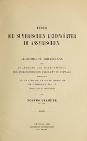 Cover of: Ueber die sumerischen Lehnwörter im Assyrischen.