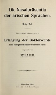 Cover of: Die Nasalpräsentia der arischen Sprachen