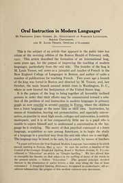 Cover of: Oral instruction in modern languages.: At what age should the study of modern languages be begun? Strictures on the results of our modern language teaching and the remedy.