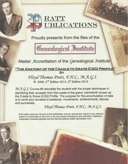 Cover of: Master Accreditation of the Genealogical Institute M.A.G.I. Course Lesson #5 "The Anatomy of the Cradle to Grave (C2G) Profile": Course Lesson #5 "The Anatomy of the Cradle to Grave (C2G) Profile"