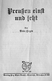 Preußen einst und jetzt by Peter Hagen