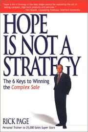 Cover of: Hope is not a strategy by Rick Page