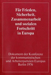 Cover of: Für Frieden, Sicherheit, Zusammenarbeit und sozialen Fortschritt in Europa by 