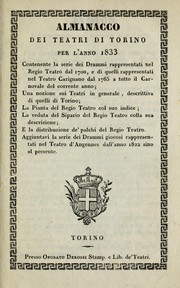 Cover of: Almanacco dei teatri di Torino per l'anno 1833 by 