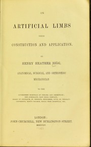 Cover of: On artificial limbs by Henry Robert Heather Bigg