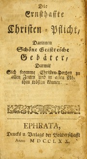 Cover of: Die ernsthaffte Christen-Pflicht by Gerhard Roosen