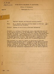 Cover of: Summary of activities on post-war information