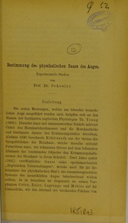 Cover of: Bestimmung des physikalischen Baues des Auges by Schoeler, H. Doctor