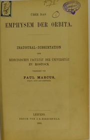 Cover of: ©ber das Emphysem der Orbiter: inaugural-Dissertation der medicinischen Facult©Þt der Universit©Þt zu Rostock