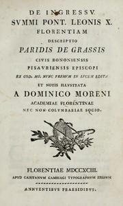 Cover of: De ingressu summi pont. Leonis X. florentiam