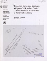 Expected value and variance of Moran's bivariate spatial autocorrelation statistic for a permutation test by R.L. Czaplewski