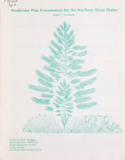 Cover of: Ponderosa pine provenances for the northern Great Plains
