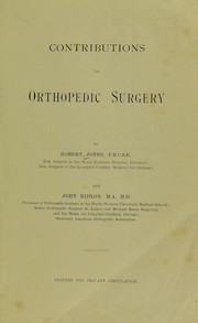 Cover of: Contributions to orthopedic surgery