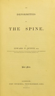Cover of: On deformities of the spine