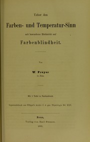 Cover of: Ueber den Farben- und Temperatur-Sinn mit besonderer R©ơcksicht auf Farbenblindheit