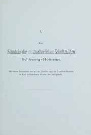 Cover of: Zur Kenntnis der mittelalterlichen Schnitzaltäre, Schleswig-Holsteins by Adelbert Matthaei