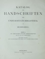 Cover of: Katalog der Handschriften der universitäts-bibliothek in Heidelberg