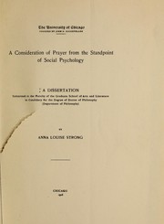 Cover of: A consideration of prayer from the standpoint of social psychology. by Anna Louise Strong