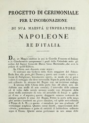 Cover of: Progetto di cerimoniale per l'incoronazione di Sua Maestà l'imperatore Napoleone re d'Italia
