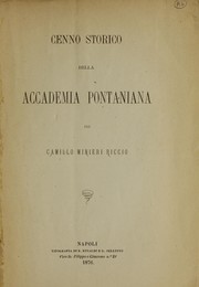Cover of: Cenno storico della Accademia Pontaniana