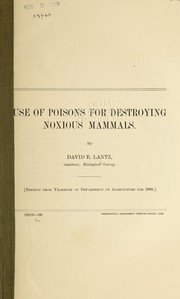 Cover of: Use of poisons for destroying noxious mammals