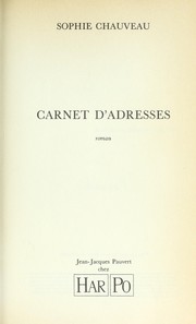 Cover of: Carnet d'adresses by Sophie Chauveau