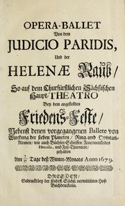 Opera-Ballet von dem Judicio Paridis, und der Helenae Raub by Johann Oswald Harms