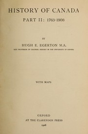 Cover of: History of Canada: part II: 1763-1908