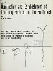 Cover of: Germination and establishment of fourwing saltbush in the southwest