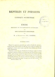 Cover of: Reptiles et poissons de l'Afrique occidentale. ©tude pr©♭c©♭d©♭e de consid©♭rations g©♭n©♭rales sur leur distribution g©♭ographique