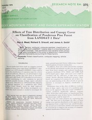 Cover of: Effects of tree distribution and canopy cover on classification of ponderosa pine forest from LANDSAT-1 data