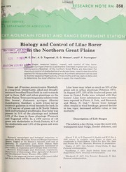 Biology and control of lilac borer in the northern Great Plains by M.E. Dix