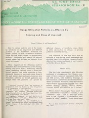 Cover of: Range utilization patterns as affected by fencing and class of livestock