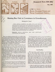 Cover of: Raising bur oak in containers in greenhouses