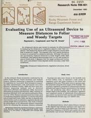 Cover of: Evaluating use of an ultrasound device to measure distances to foliar and woody targets