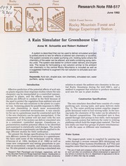 Cover of: A rain simulator for greenhouse use