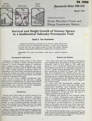 Cover of: Survival and height growth of Norway spruce in a southcentral Nebraska provenance trial