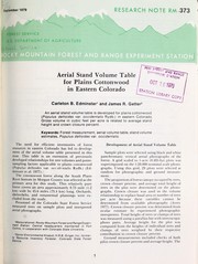 Cover of: Aerial stand volume table for plains cottonwood in eastern Colorado