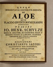 Cover of: Dissertatio historico-medica de aloe: quam placido eruditorvm examini