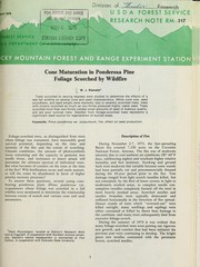 Cover of: Cone maturation in ponderosa pine foliage scorched by wildfire