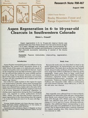Cover of: Aspen regeneration in 6- to 10-year-old clearcuts in southwestern Colorado | G.L. Crouch