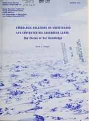Cover of: Hydrologic relations on undisturbed and converted big sagebrush lands: the status of our knowledge