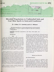 Cover of: Microbial populations in undisturbed soils and coal mine spoils in semi-arid conditions