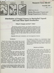 Cover of: Distribution of fungal genera in stockpiled topsoil and coal mine spoil overburden by P.R. Fresquez