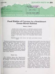 Cover of: Food habits of coyotes in a semidesert grass-shrub habitat