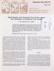 Cover of: Stand density and mountain pine beetle-caused tree mortality in ponderosa pine stands