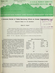 Cover of: A literature review of timber-harvesting effects on stream temperatures: Research needs for the Southwest