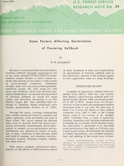 Cover of: Some factors affecting germination of fourwing saltbush by H. W. Springfield