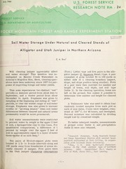 Soil water storage under natural and cleared stands of alligator and Utah juniper in northern Arizona by Clarence M. Skau