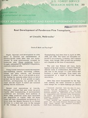 Cover of: Root development of ponderosa pine transplants at Lincoln, Nebraska